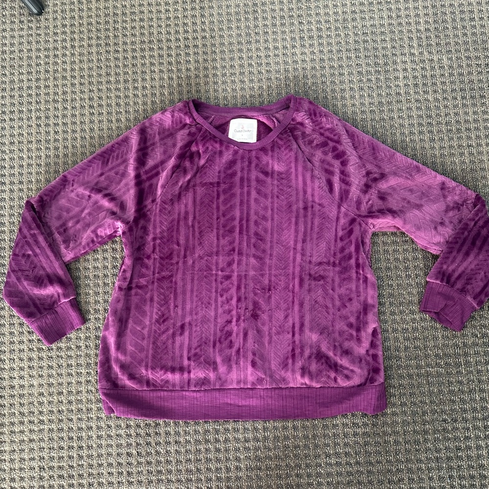 Cuddl Duds Womens Rich Purple Crew Neck Sweater and Pants 3 Piece Set Size Large